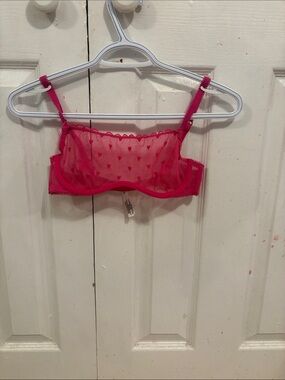 PINK Victoria's Secret Hot Pink Heart Mesh Bralette